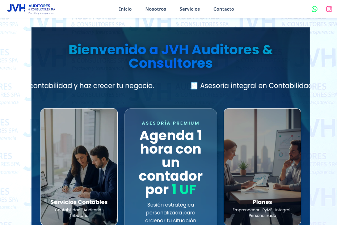 Captura del sitio web de JVH Auditores & Consultores